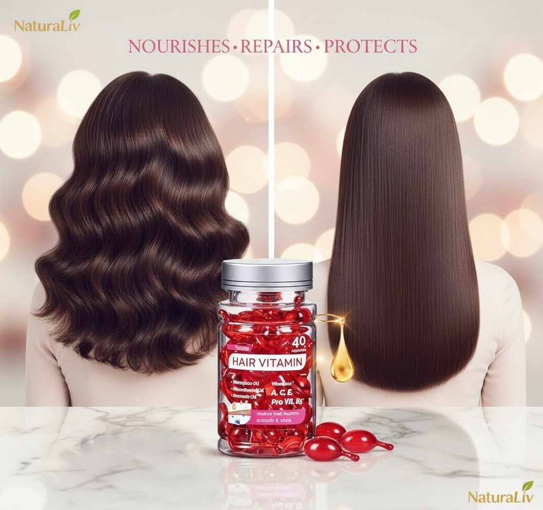 NaturaLiv Hair Vitamin Capsules: Damage Repair & Anti-Frizz Smoothing Oil
