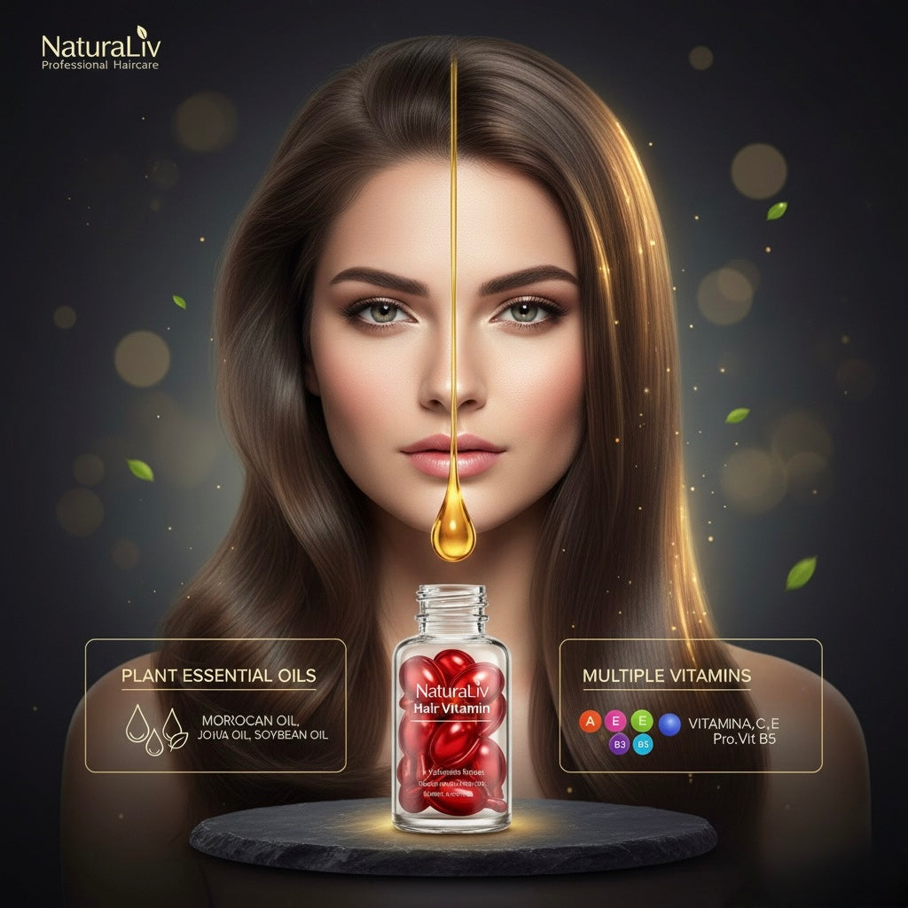 NaturaLiv Hair Vitamin Capsules: Damage Repair & Anti-Frizz Smoothing Oil