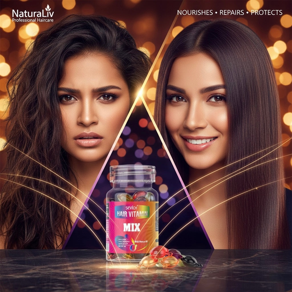 NaturaLiv Hair Vitamin Capsules: Damage Repair & Anti-Frizz Smoothing Oil